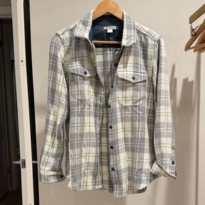 Outerknown Blanket Shirt Gray and White Plaid XS